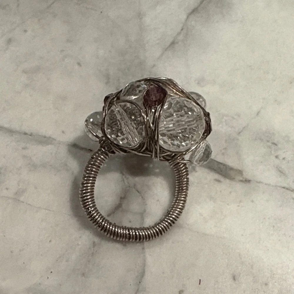 Elegant Silver and Crystal Ring Handmade
